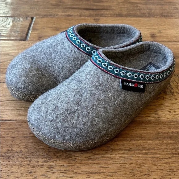 Haflinger Wool Felt Grizzly GZ Clog Slippers House Shoes Earth Tan Size 36 - Picture 5 of 10